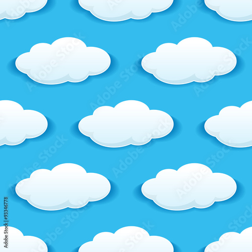 Seamless pattern of clouds on blue sky