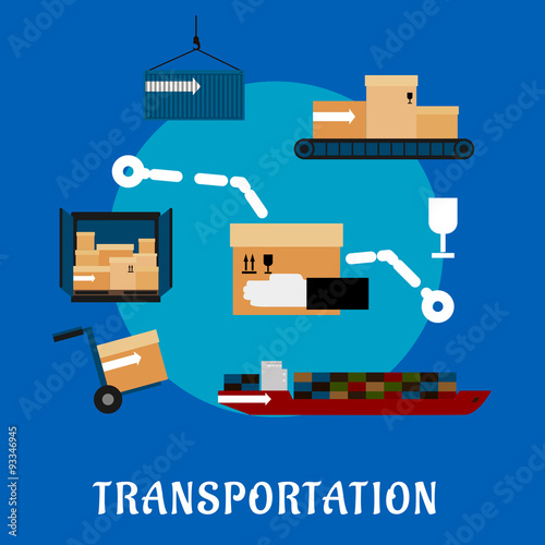Shipping and logistics flat icons