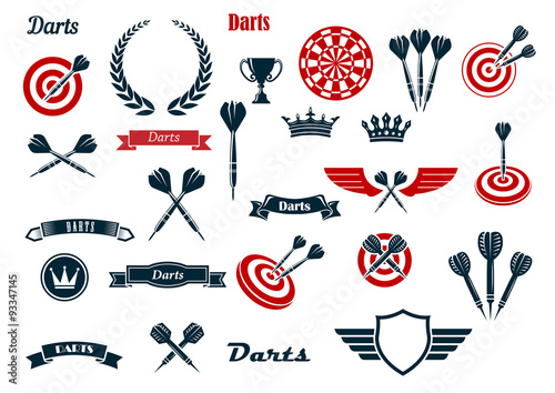 Darts game ditems and heraldic elements