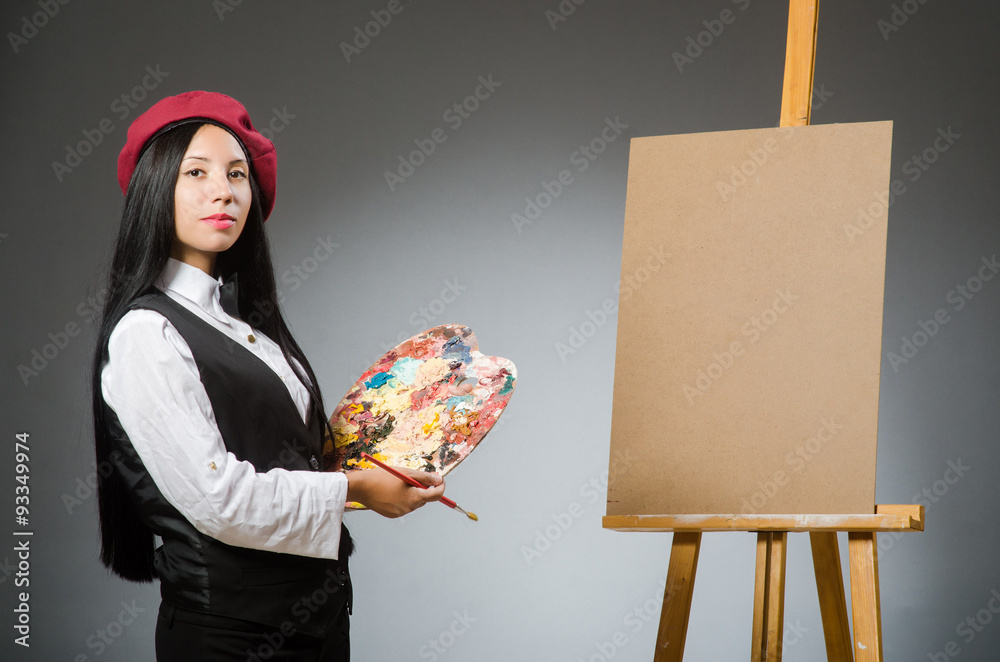 Fototapeta premium Funny artist working in the studio