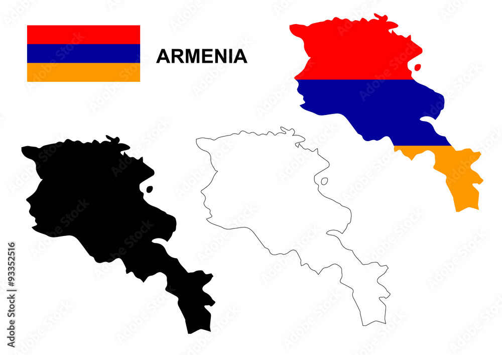 Armenia map vector, Armenia flag vector, isolated Armenia