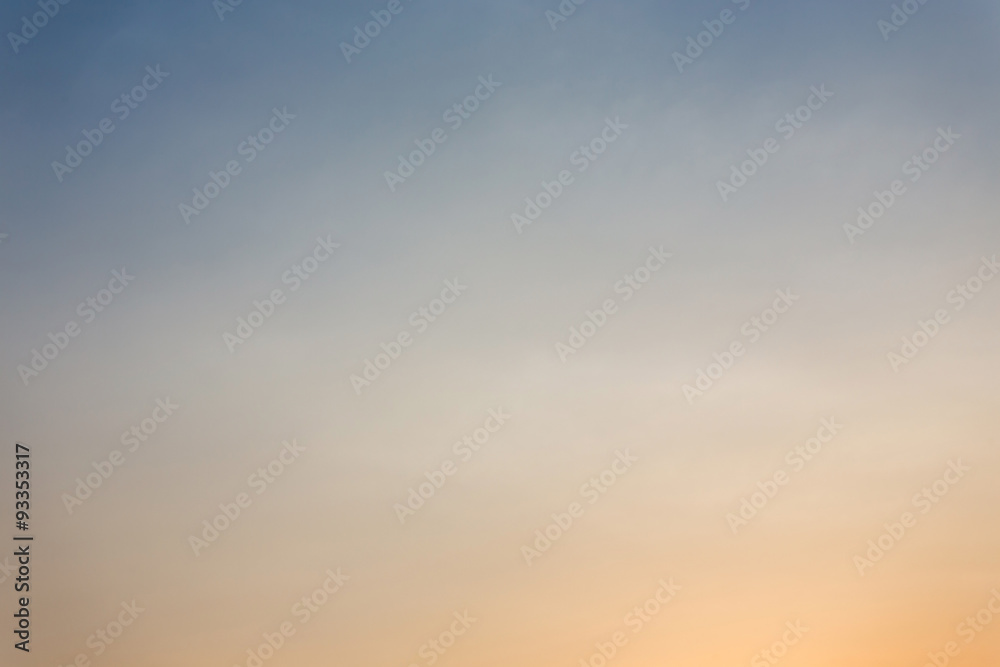 colorful clear sky background, blue and orange sunset sky