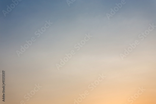 colorful clear sky background, blue and orange sunset sky