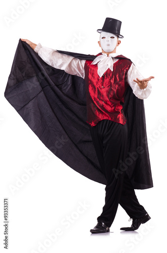 Man magician isolated on white