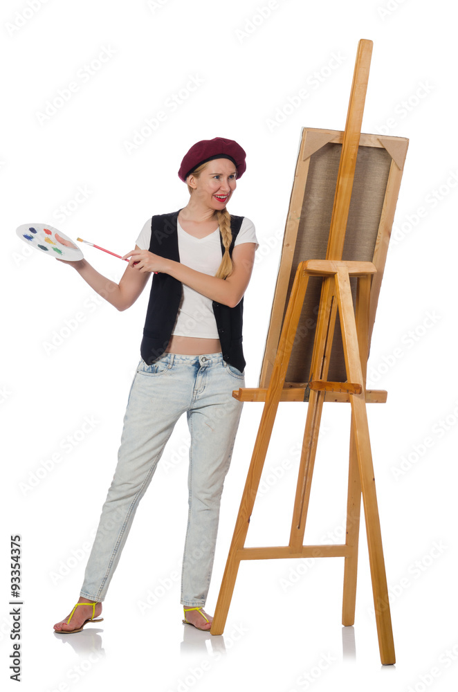 Woman artist isolated on the white Woman artist isolated on the white