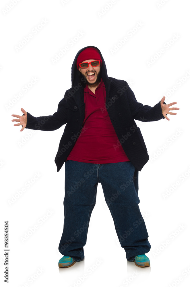 Overweight man isolated on the white