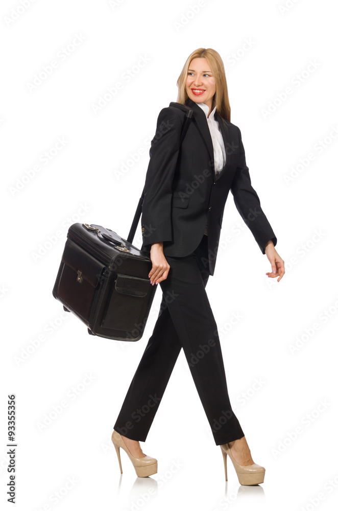 Businesswoman woman travelling with suitcase Businesswoman woman travelling with suitcase