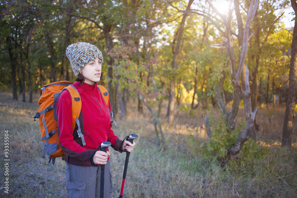 The girl with the backpack.