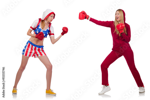Woman boxers isolated on the white