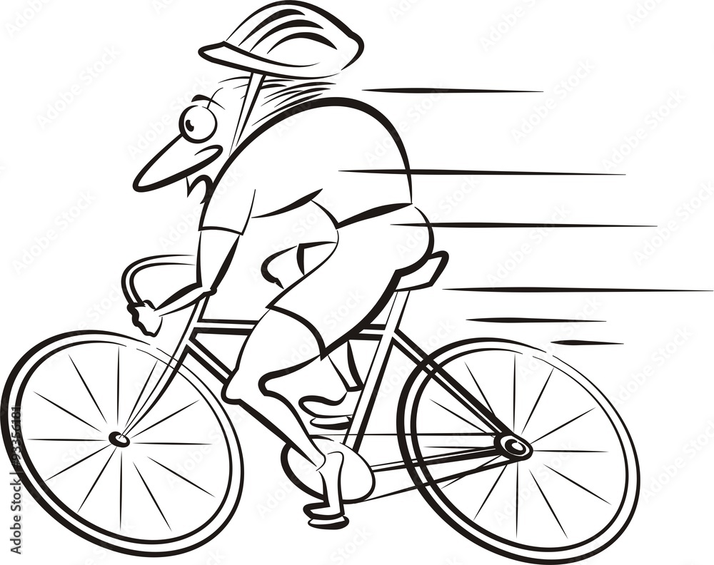cycling- vector outline of speedy cyclist cycling- vector outline of speedy cyclist