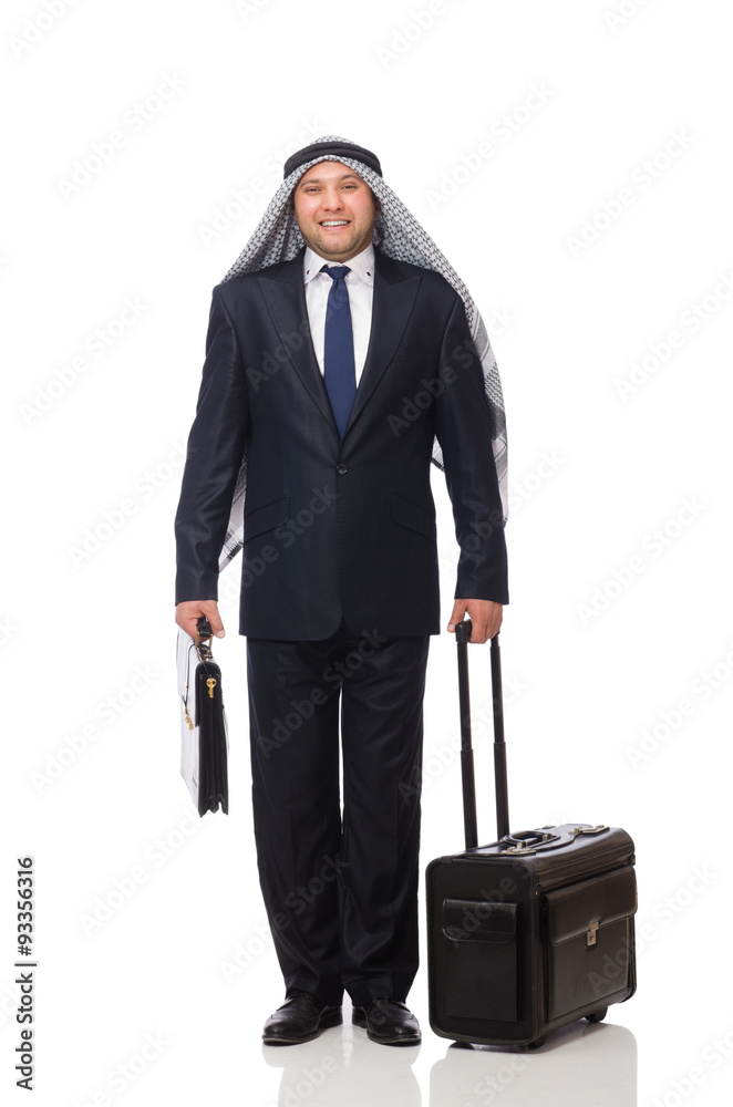 Arab man with luggage on white Arab man with luggage on white