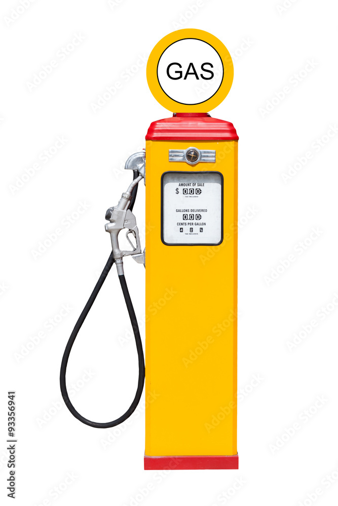 Retro gas pump isolated on white background