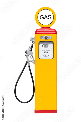 Obraz na płótnie Retro gas pump isolated on white background w salonie
