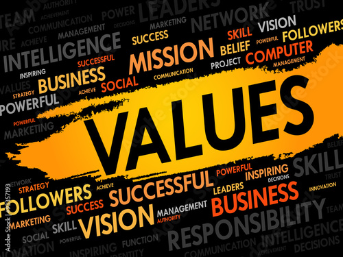 VALUES word cloud, business concept