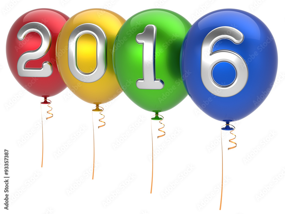 New 2016 Years Eve party balloons Christmas decoration happy wintertime traditional Marry Xmas celebrate adornment multicolored. Future planning calendar date banner advertisement 3d render isolated New 2016 Years Eve party balloons Christmas decoration happy wintertime traditional Marry Xmas celebrate adornment multicolored. Future planning calendar date banner advertisement 3d render isolated