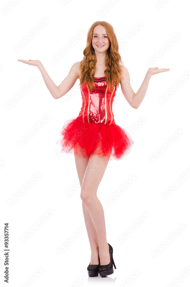 Red hair girl in carnival costume isolated on white Red hair girl in carnival costume isolated on white