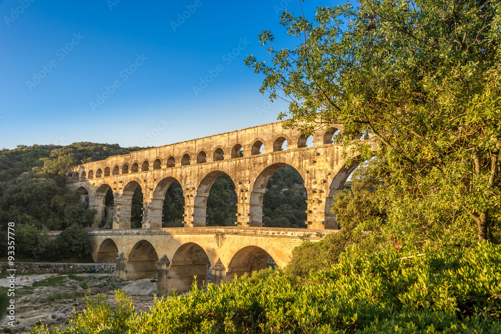 Bridge Pont du Gard over Gardon river