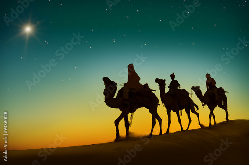 Three Wise Men Camel Travel Desert Bethlehem Concept