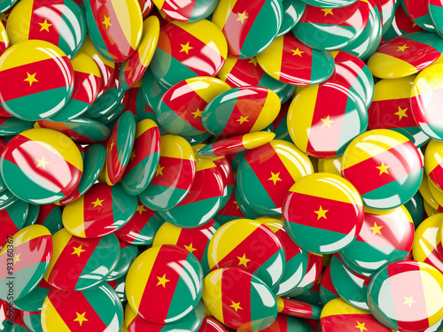 Background with round pins with flag of cameroon