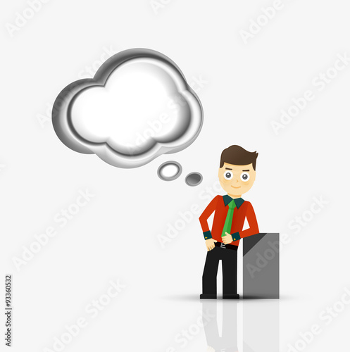 Wallpaper Mural Cartoon businessman with message cloud, thinking or talking Torontodigital.ca