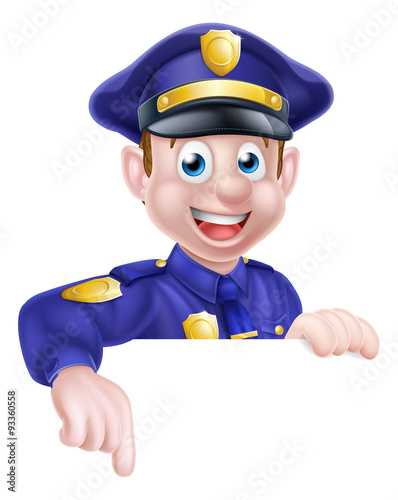 Cartoon Policeman Pointing