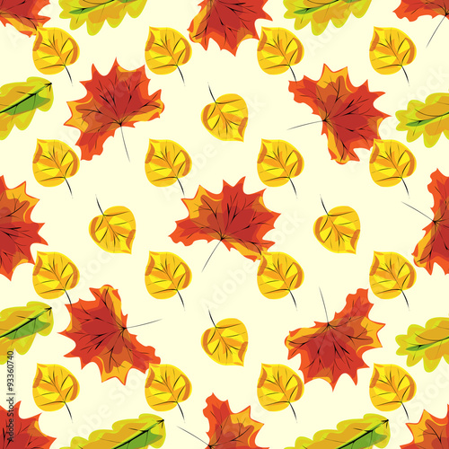 Autumn leaves seamless nature pattern background
