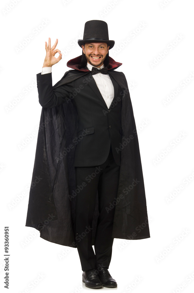 Man magician isolated on white Man magician isolated on white