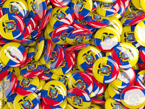Background with round pins with flag of ecuador