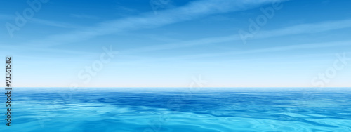 Blue sea or ocean water with sky banner © high_resolution