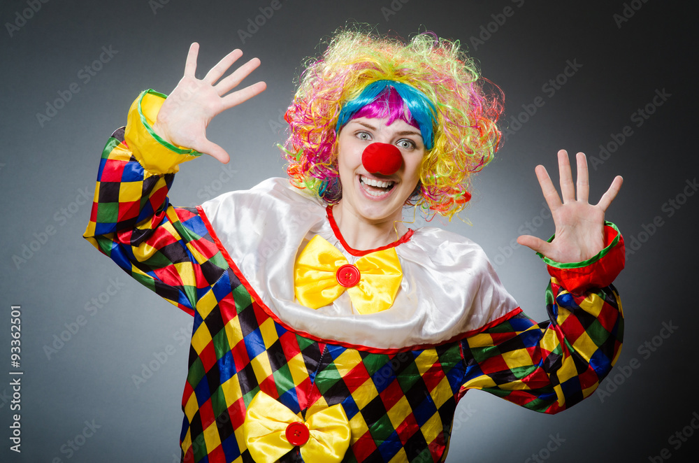 Funny clown in comical concept Funny clown in comical concept