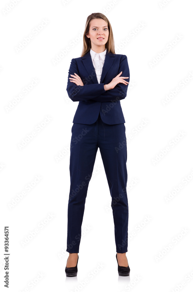 Businesswoman in blue suit isolated on white Businesswoman in blue suit isolated on white
