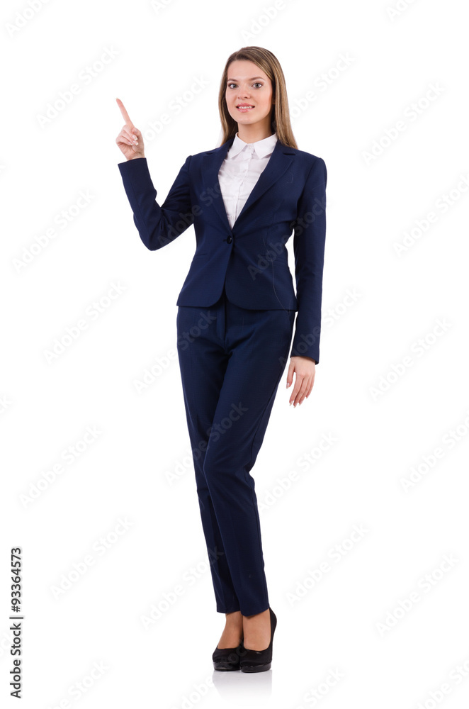 Businesswoman in blue suit isolated on white Businesswoman in blue suit isolated on white