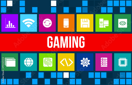 Gaming concept image with business icons and photo