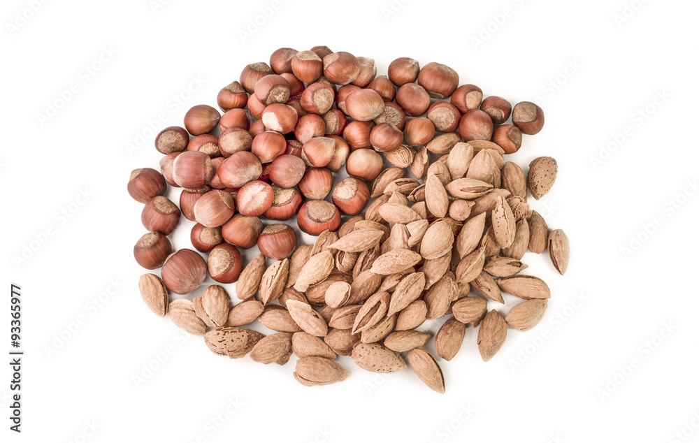 handful of dried nuts isolated on white background handful of dried nuts isolated on white background