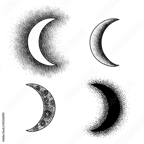 Hand drawn moon phases silhouettes