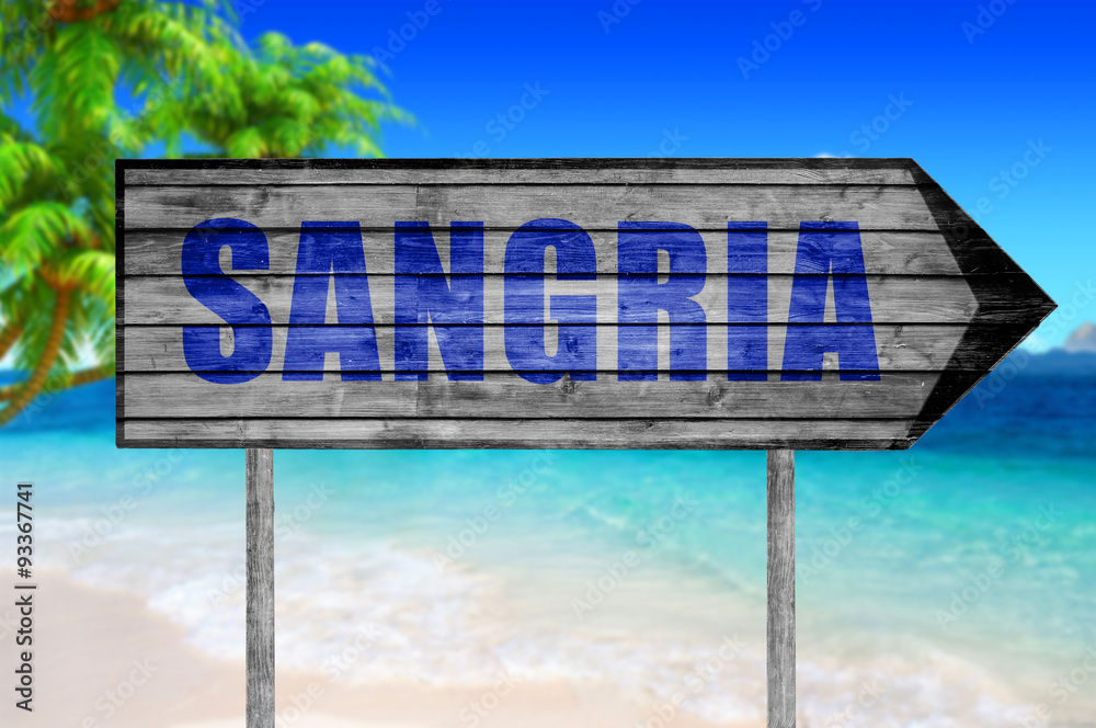 Sangria wooden sign with on a beach background