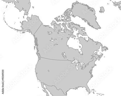 Nordamerika - Karte in Grau