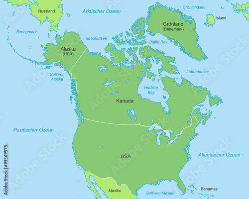 Nordamerika - Karte in Grün