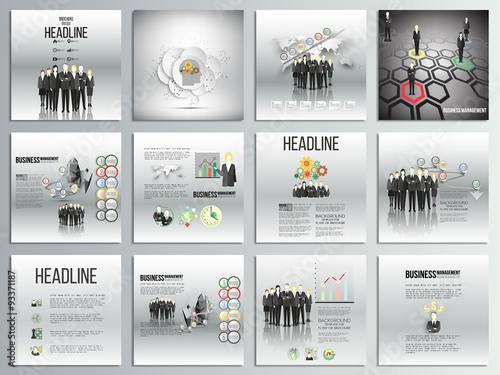 Set of 12 creative cards, square brochure template design