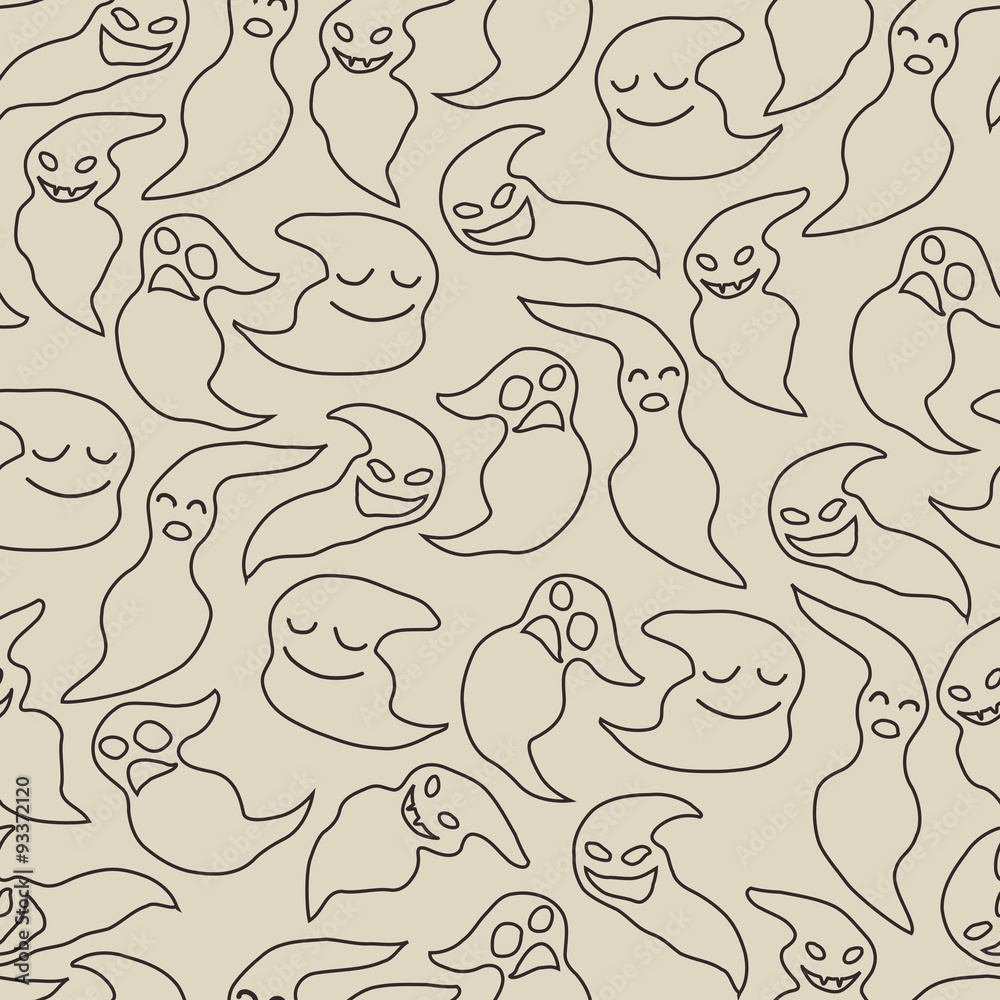 Seamless pattern with cute cartoon ghosts Seamless pattern with cute cartoon ghosts