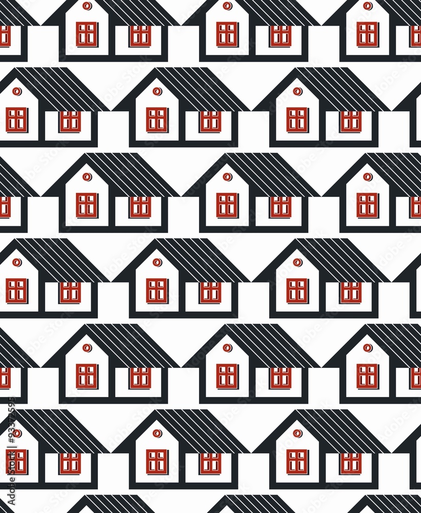 Real estate theme symmetric vector seamless pattern, houses Real estate theme symmetric vector seamless pattern, houses