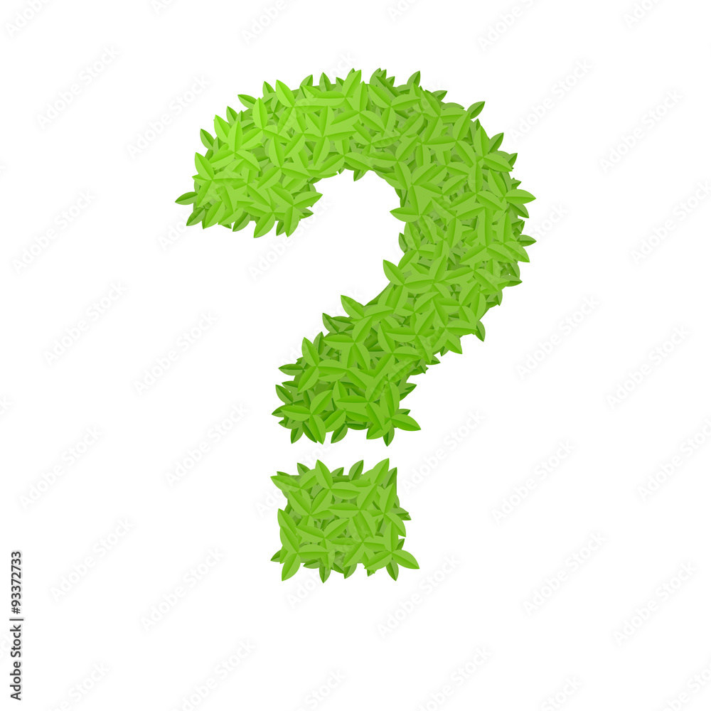 Question sign consisting of green leaves Question sign consisting of green leaves