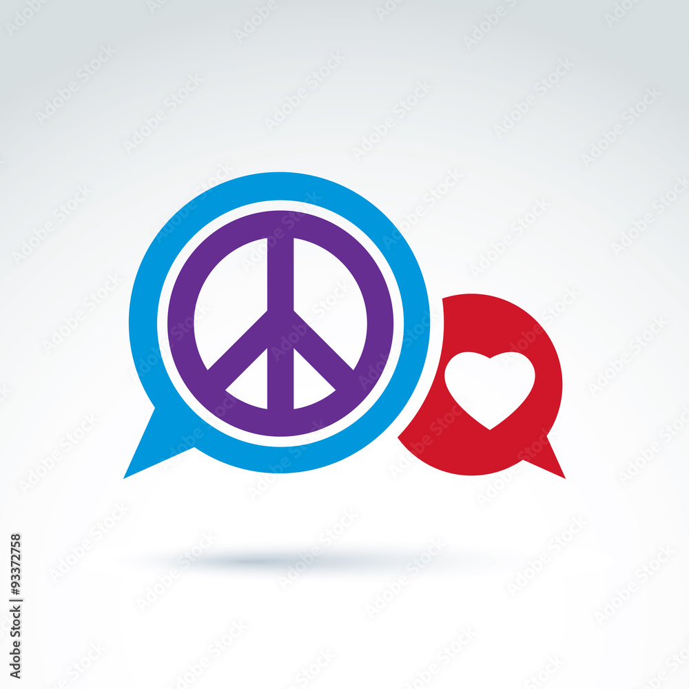 Love and peace dialog vector conceptual icon, vector symbol.