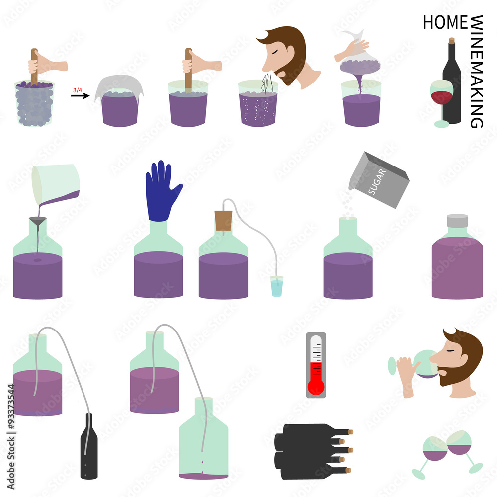 Home winemaking. Set of elements. Home winemaking. Set of elements.