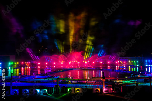 Konstfotografi Laser and fireworks show in Moscow, Russia
