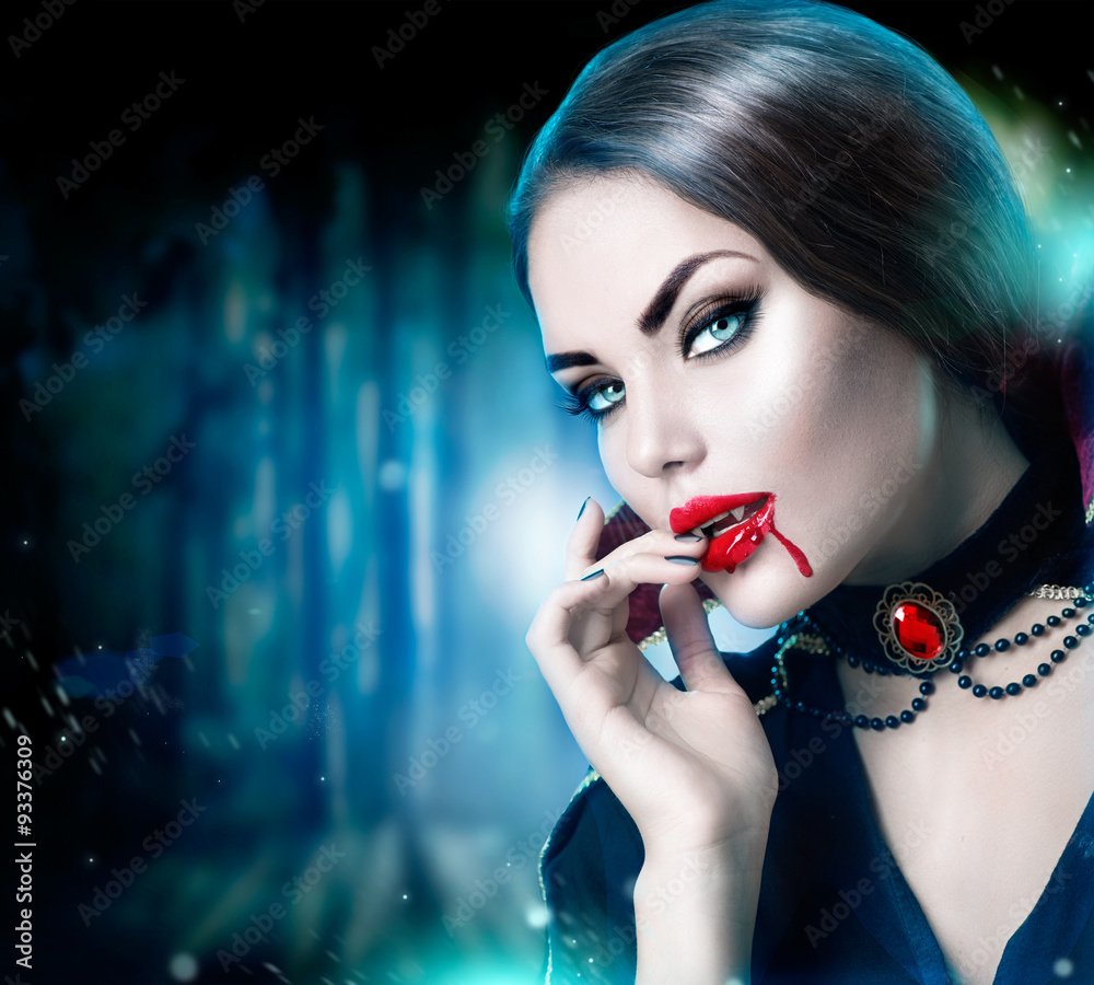 Beautiful Halloween Vampire Woman Portrait Beauty Sexy Vampire Stock Foto Adobe Stock