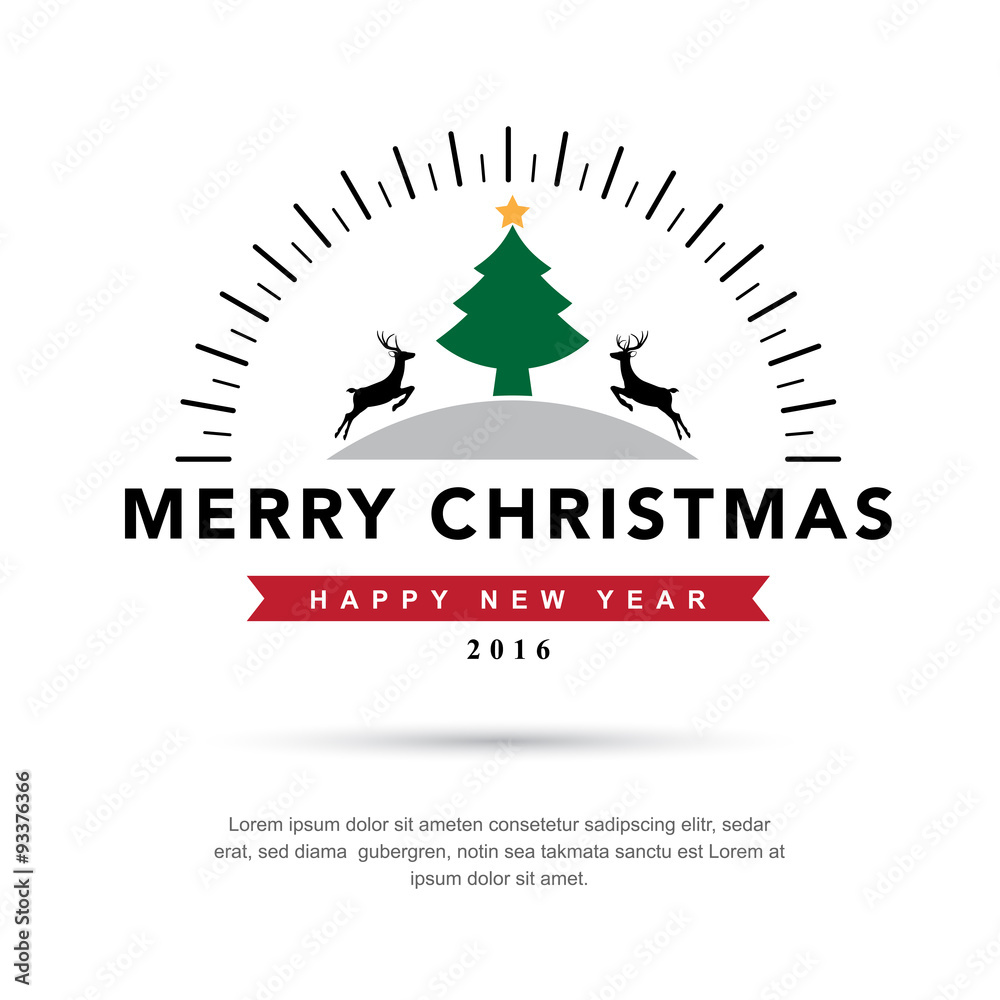 Merry Christmas and Happy New Year typographic background