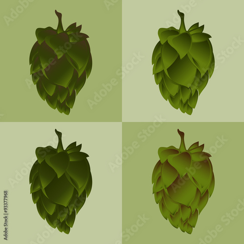 Hop Flower Beer ingredient icon set