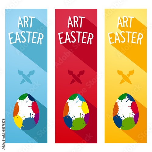 Art Easter festive party vertical flyers. Flat design