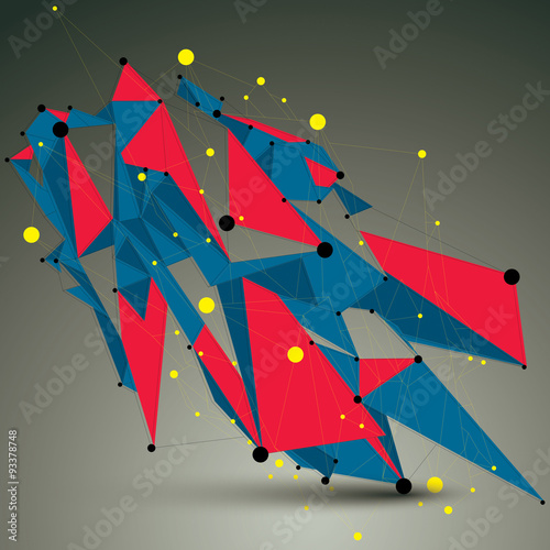 Geometric bright polygonal structure with lines mesh, vector mod